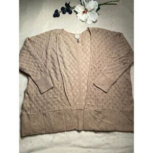 Qi Cashmere Womens Open Front Cardigan XS/S Beige Lightweight